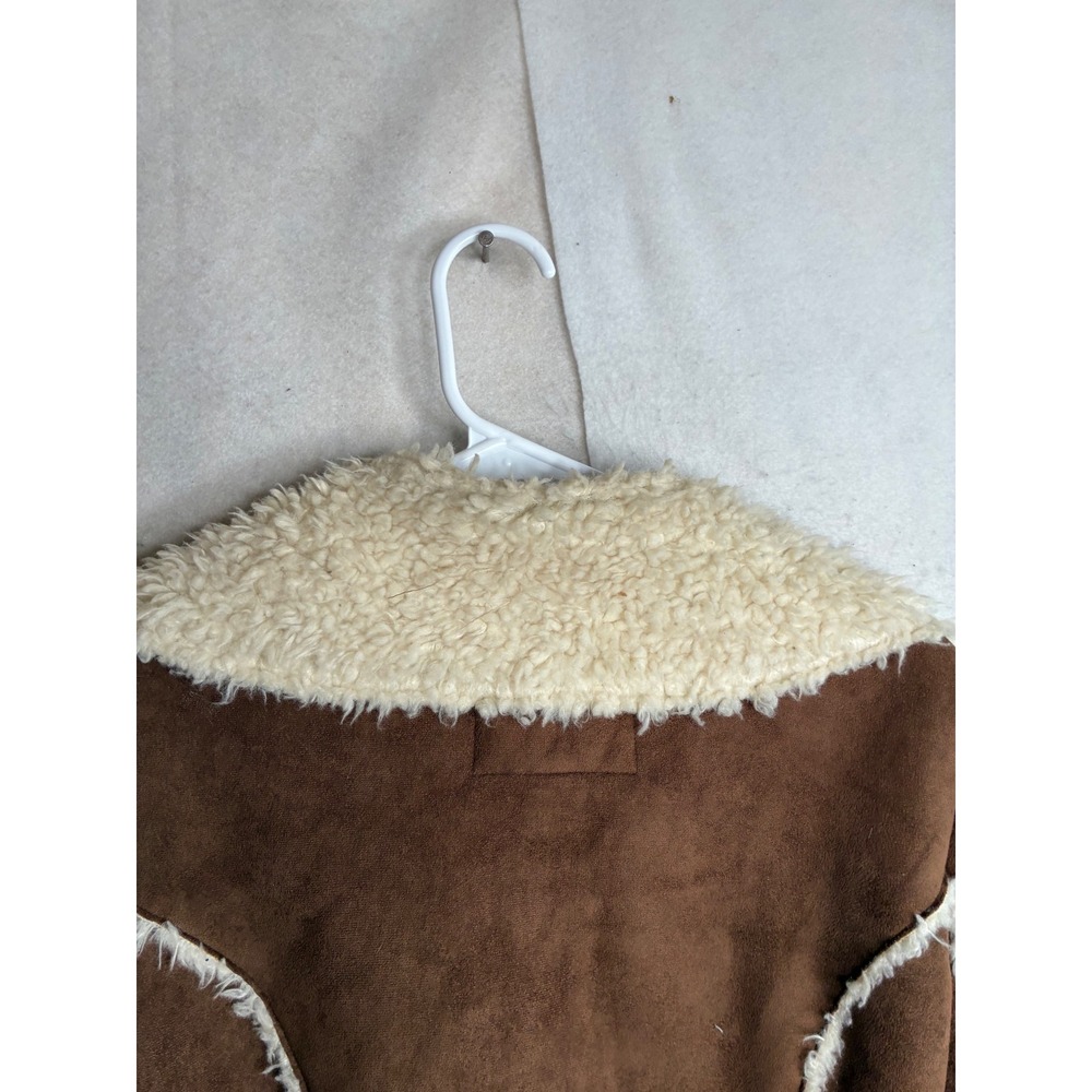 G by Guess Womens Brown Faux Suede Shearling Lined Jacket Coat Tan Size Medium - Picture 8 of 10
